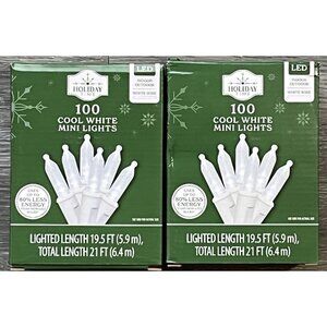 Cool White Mini LED 100 Ct String Lights White Wire Indoor/Outdoor (lot of 2)